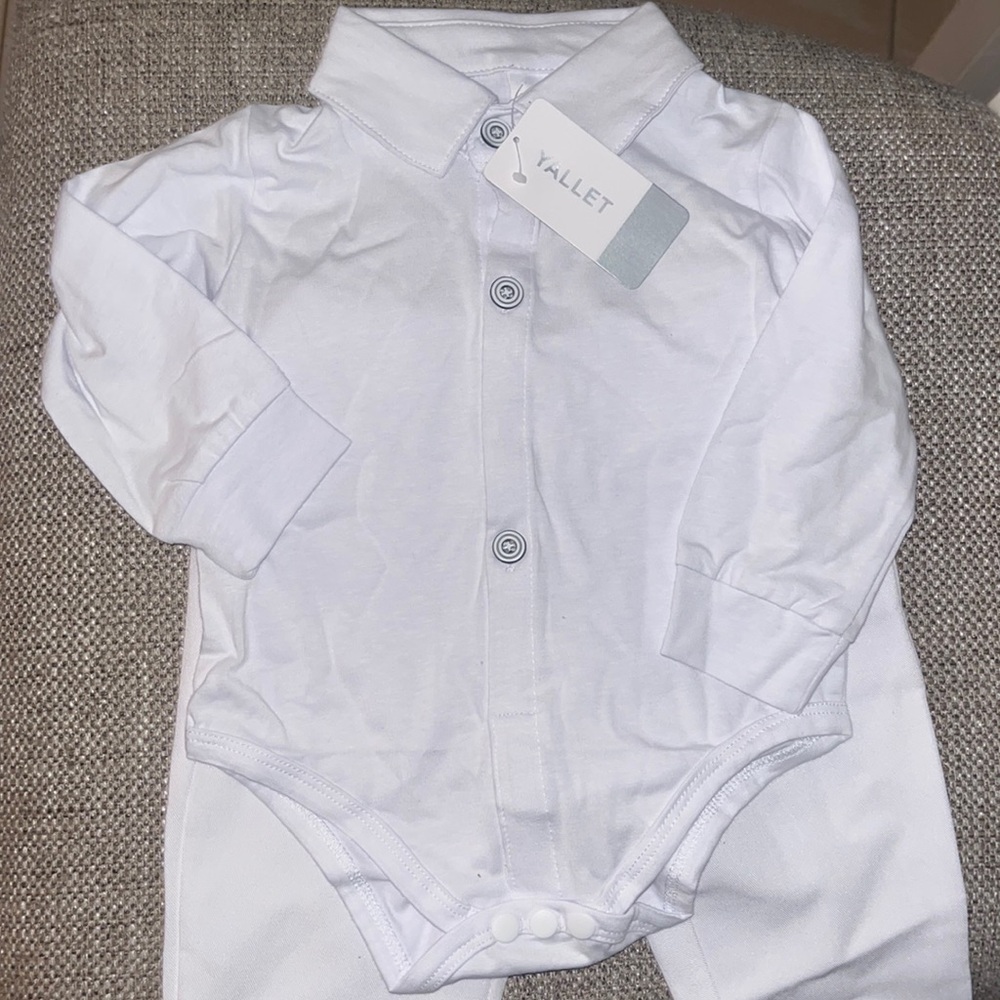 Soft white baby boy outfit
